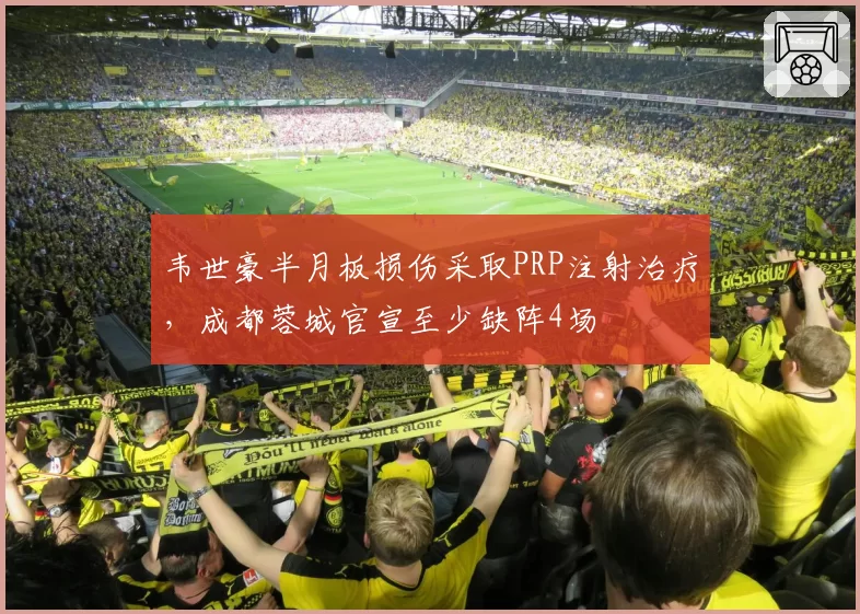韦世豪半月板损伤采取PRP注射治疗，成都蓉城官宣至少缺阵4场